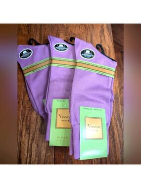 NWT Vannucci Couture purple Imperial Cotton Dress socks 3 pairs M 4-8 W …